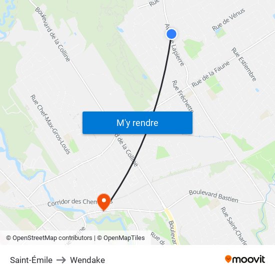 Saint-Émile to Wendake map