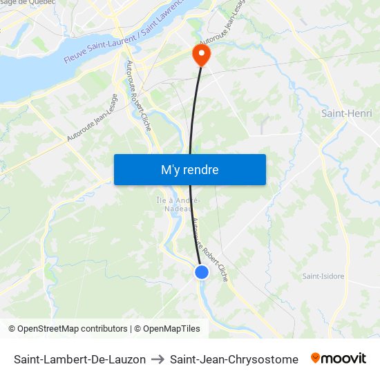 Saint-Lambert-De-Lauzon to Saint-Jean-Chrysostome map