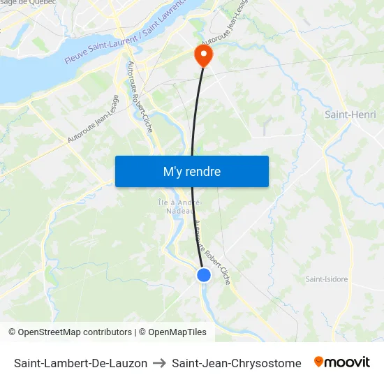 Saint-Lambert-De-Lauzon to Saint-Jean-Chrysostome map