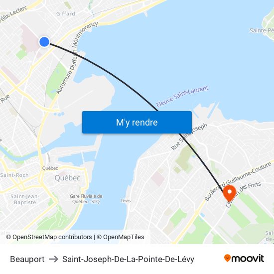 Beauport to Saint-Joseph-De-La-Pointe-De-Lévy map