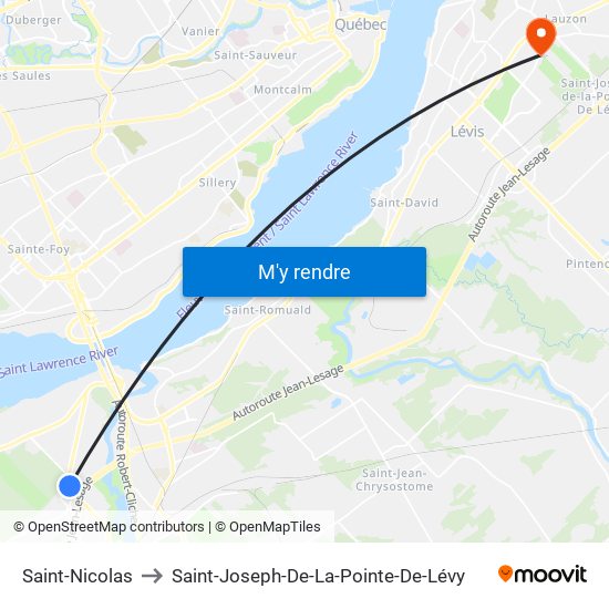 Saint-Nicolas to Saint-Joseph-De-La-Pointe-De-Lévy map