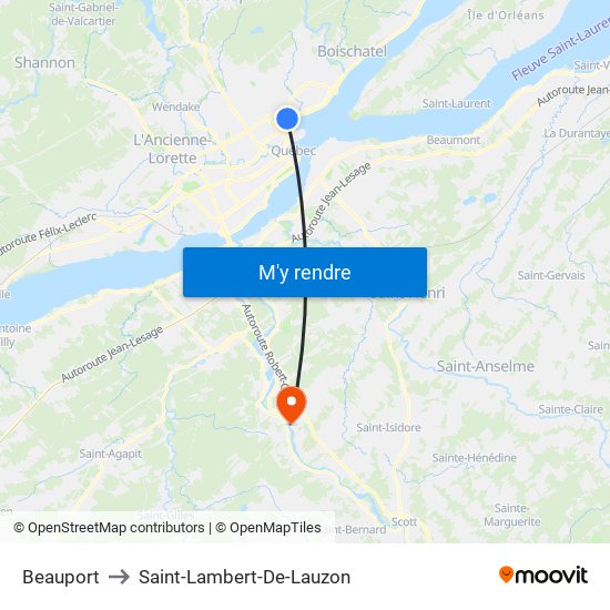 Beauport to Saint-Lambert-De-Lauzon map