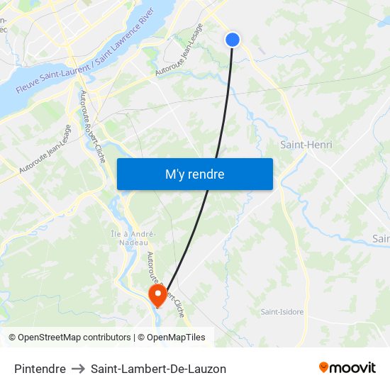 Pintendre to Saint-Lambert-De-Lauzon map