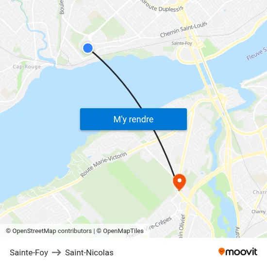 Sainte-Foy to Saint-Nicolas map
