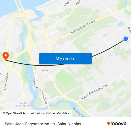 Saint-Jean-Chrysostome to Saint-Nicolas map