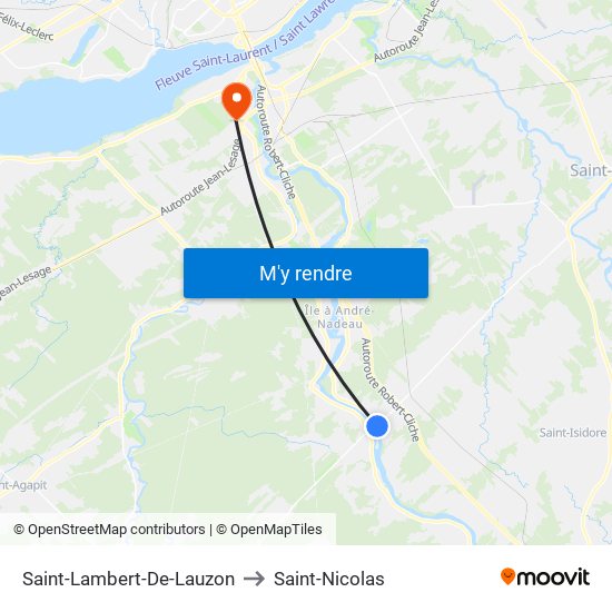 Saint-Lambert-De-Lauzon to Saint-Nicolas map