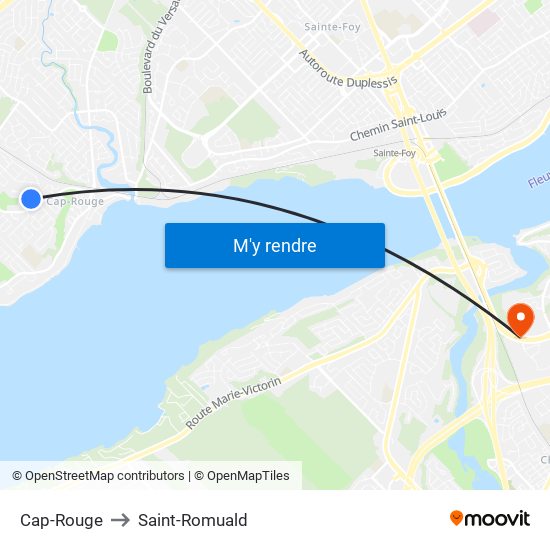 Cap-Rouge to Saint-Romuald map