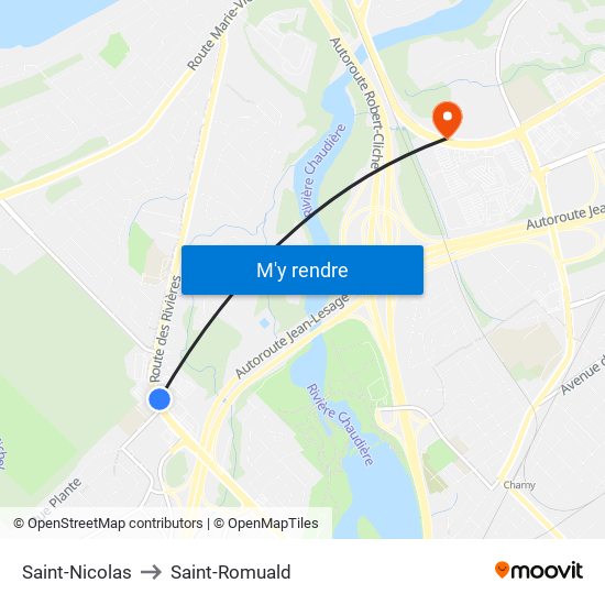 Saint-Nicolas to Saint-Romuald map