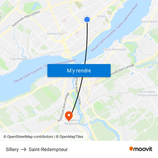 Sillery to Saint-Rédempteur map