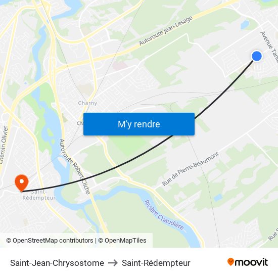 Saint-Jean-Chrysostome to Saint-Rédempteur map