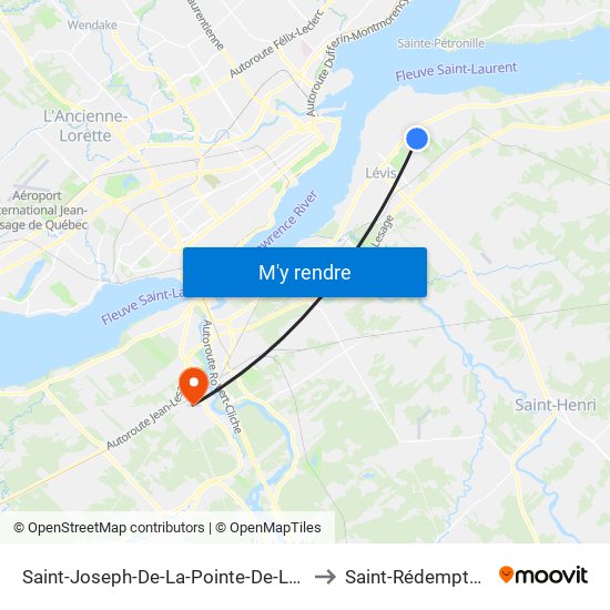 Saint-Joseph-De-La-Pointe-De-Lévy to Saint-Rédempteur map