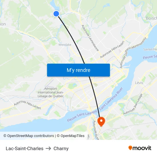 Lac-Saint-Charles to Charny map