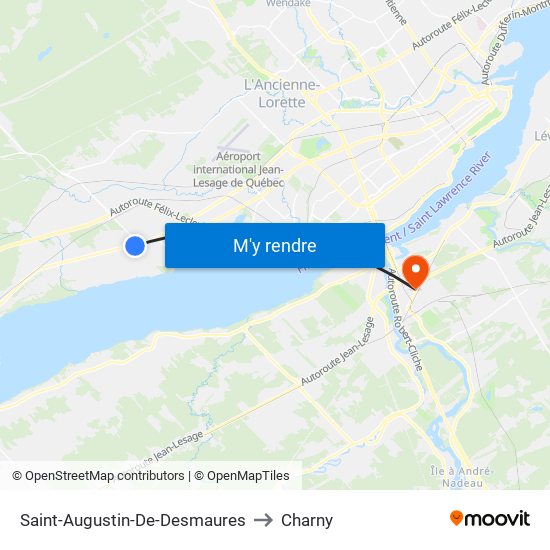 Saint-Augustin-De-Desmaures to Charny map