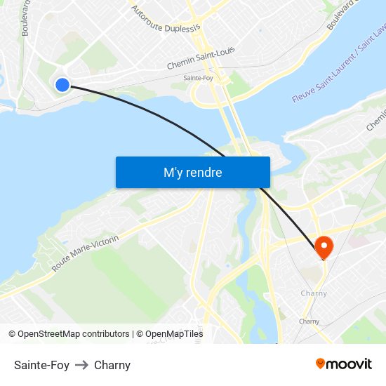 Sainte-Foy to Charny map