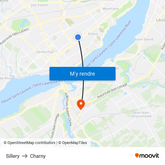 Sillery to Charny map