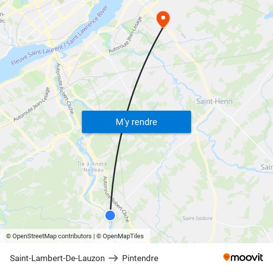 Saint-Lambert-De-Lauzon to Pintendre map