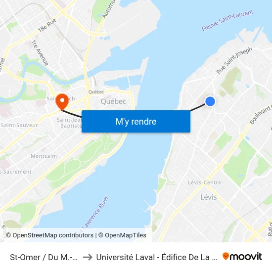 St-Omer / Du M.-Marie to Université Laval - Édifice De La Fabrique map