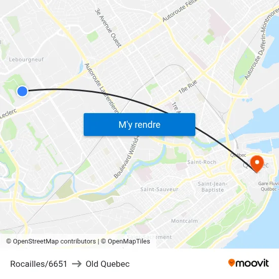 Rocailles/6651 to Old Quebec map