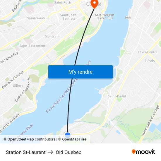 Station St-Laurent to Old Quebec map