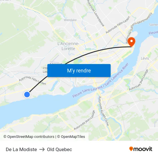 De La Modiste to Old Quebec map