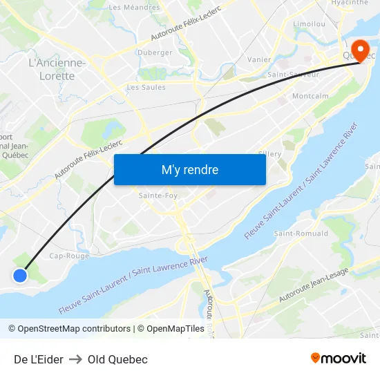 De L'Eider to Old Quebec map