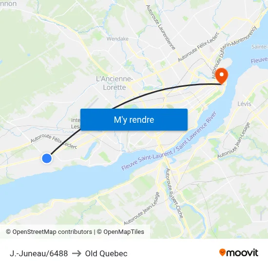 J.-Juneau/6488 to Old Quebec map