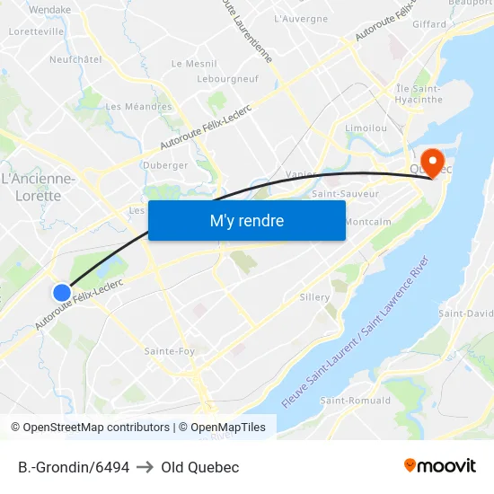 B.-Grondin/6494 to Old Quebec map
