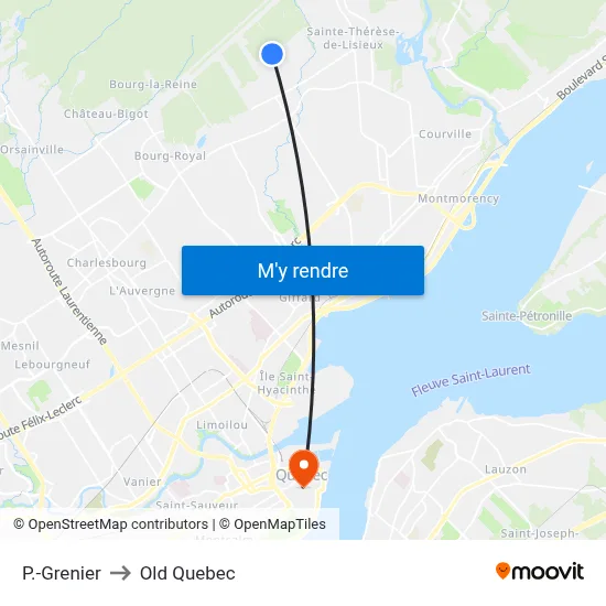 P.-Grenier to Old Quebec map