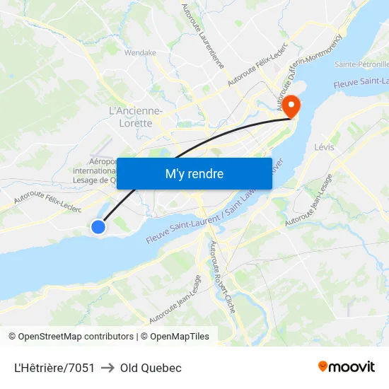L'Hêtrière/7051 to Old Quebec map