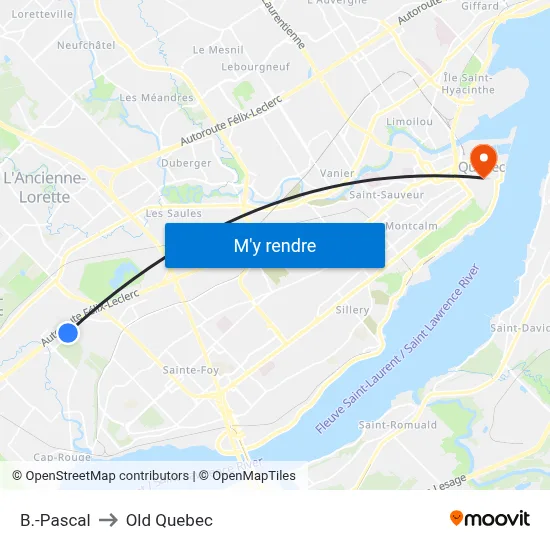 B.-Pascal to Old Quebec map