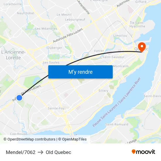 Mendel/7062 to Old Quebec map