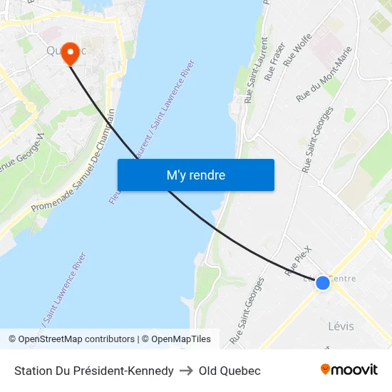 Station Du Président-Kennedy to Old Quebec map