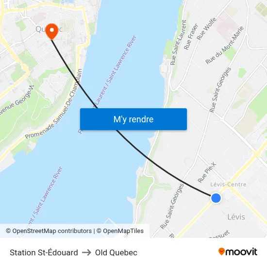 Station St-Édouard to Old Quebec map