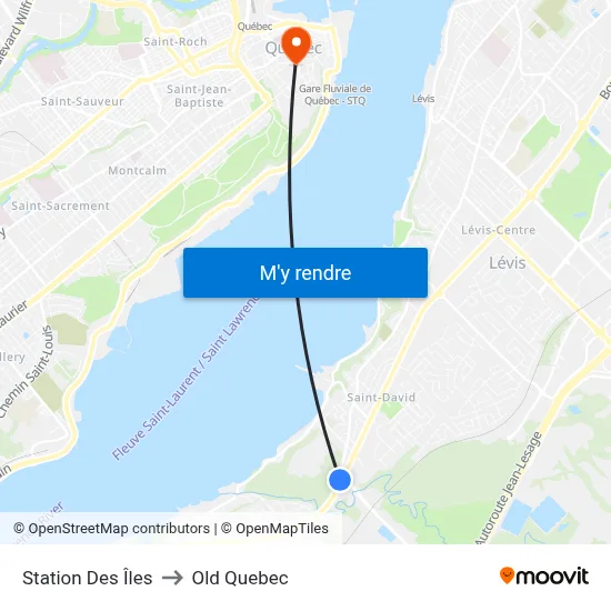 Station Des Îles to Old Quebec map
