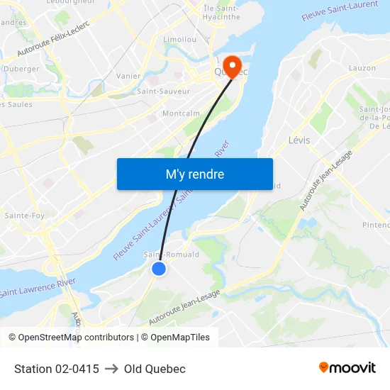 Station 02-0415 to Old Quebec map