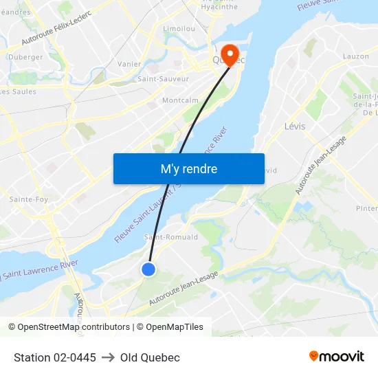 Station 02-0445 to Old Quebec map