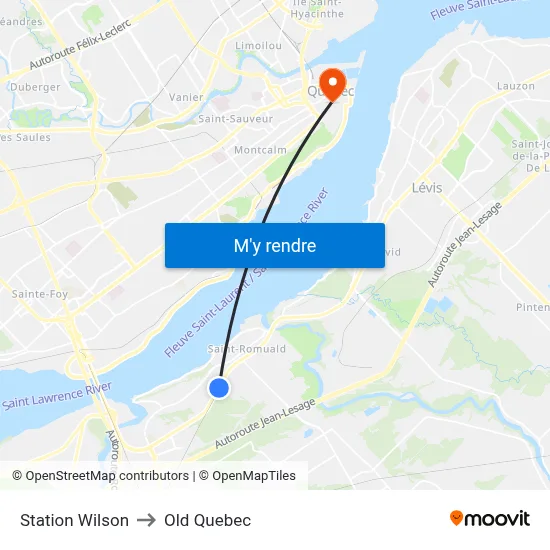 Station Wilson to Old Quebec map
