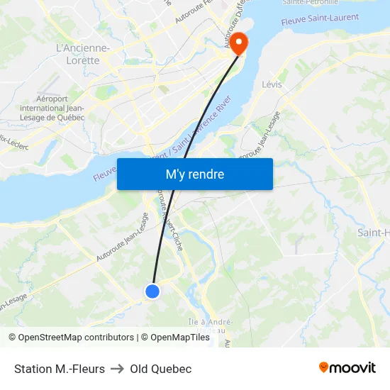 Station M.-Fleurs to Old Quebec map
