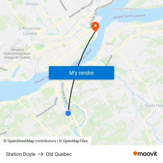Station Doyle to Old Quebec map