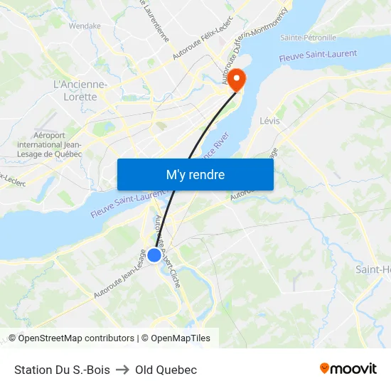 Station Du S.-Bois to Old Quebec map
