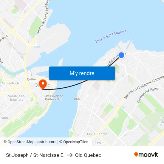 St-Joseph / St-Narcisse E. to Old Quebec map