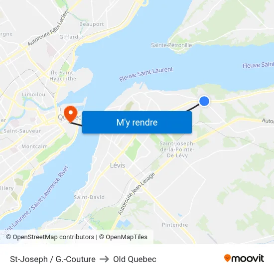 St-Joseph / G.-Couture to Old Quebec map