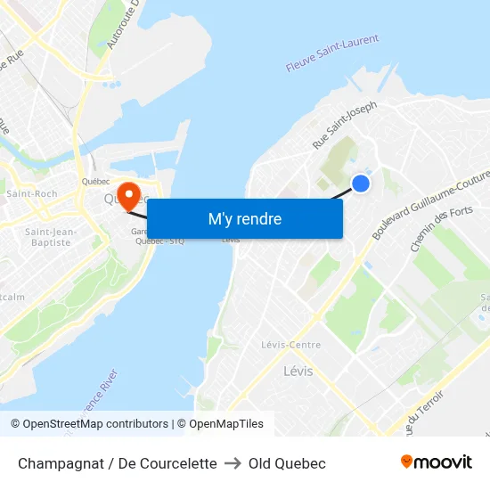 Champagnat / De Courcelette to Old Quebec map