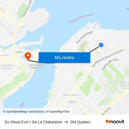 Du Vieux-Fort / De La Châtelaine to Old Quebec map