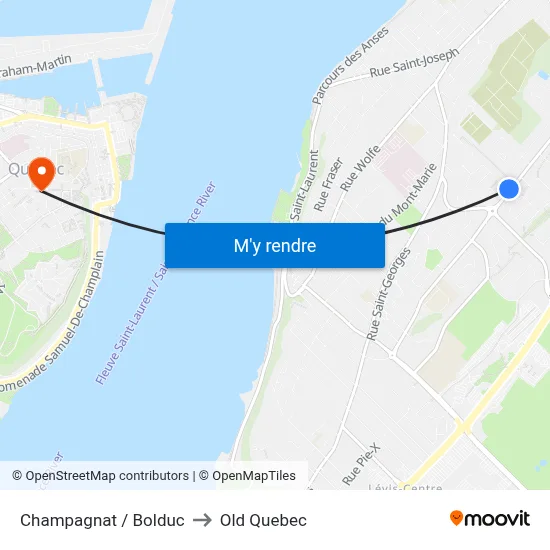Champagnat / Bolduc to Old Quebec map