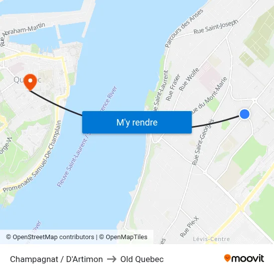 Champagnat / D'Artimon to Old Quebec map