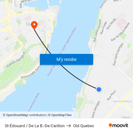 St-Édouard / De La B.-De-Carillon to Old Quebec map