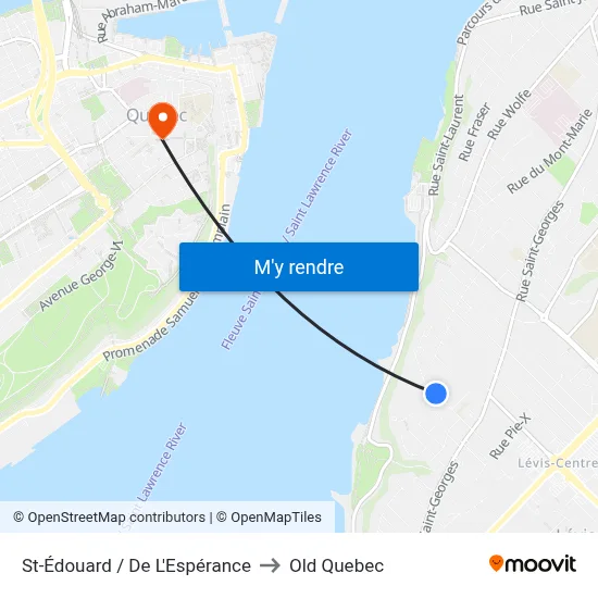 St-Édouard / De L'Espérance to Old Quebec map