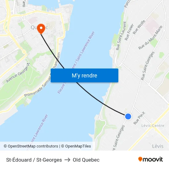 St-Édouard / St-Georges to Old Quebec map