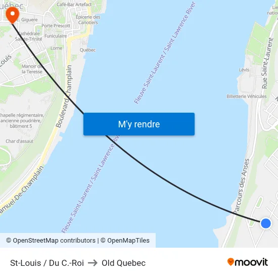 St-Louis / Du C.-Roi to Old Quebec map